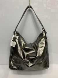 Купить сумку #1056 - серебристая кожаная сумка- мешок, hobo