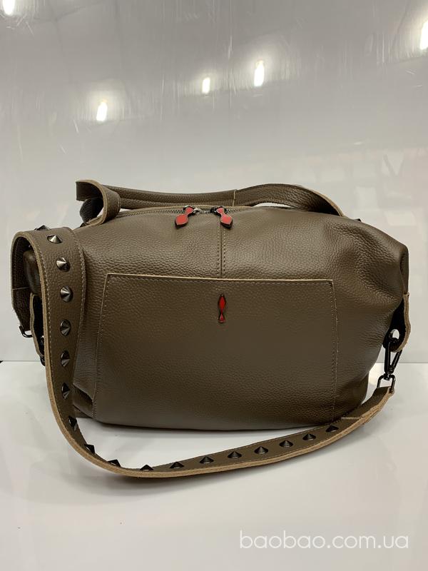 Сумка Khaki3202# - кожаная мягкая сумка- саквояж, формат А4, цвет визон 