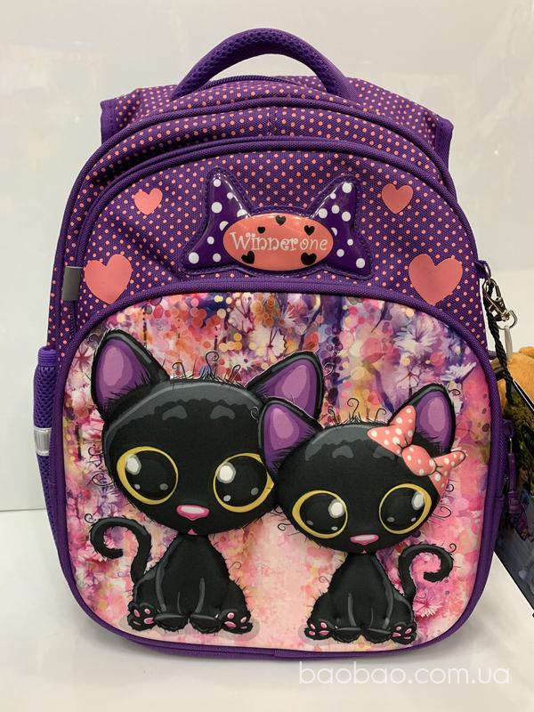 Изображение товара: WinnerOne R3-227 «чёрные котята»  ранец для первоклашки 