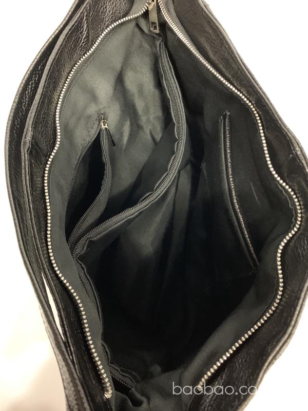 Изображение товара: #1056 - чёрная кожаная сумка- мешок, hobo 